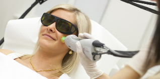 The exposure of the skin with laser